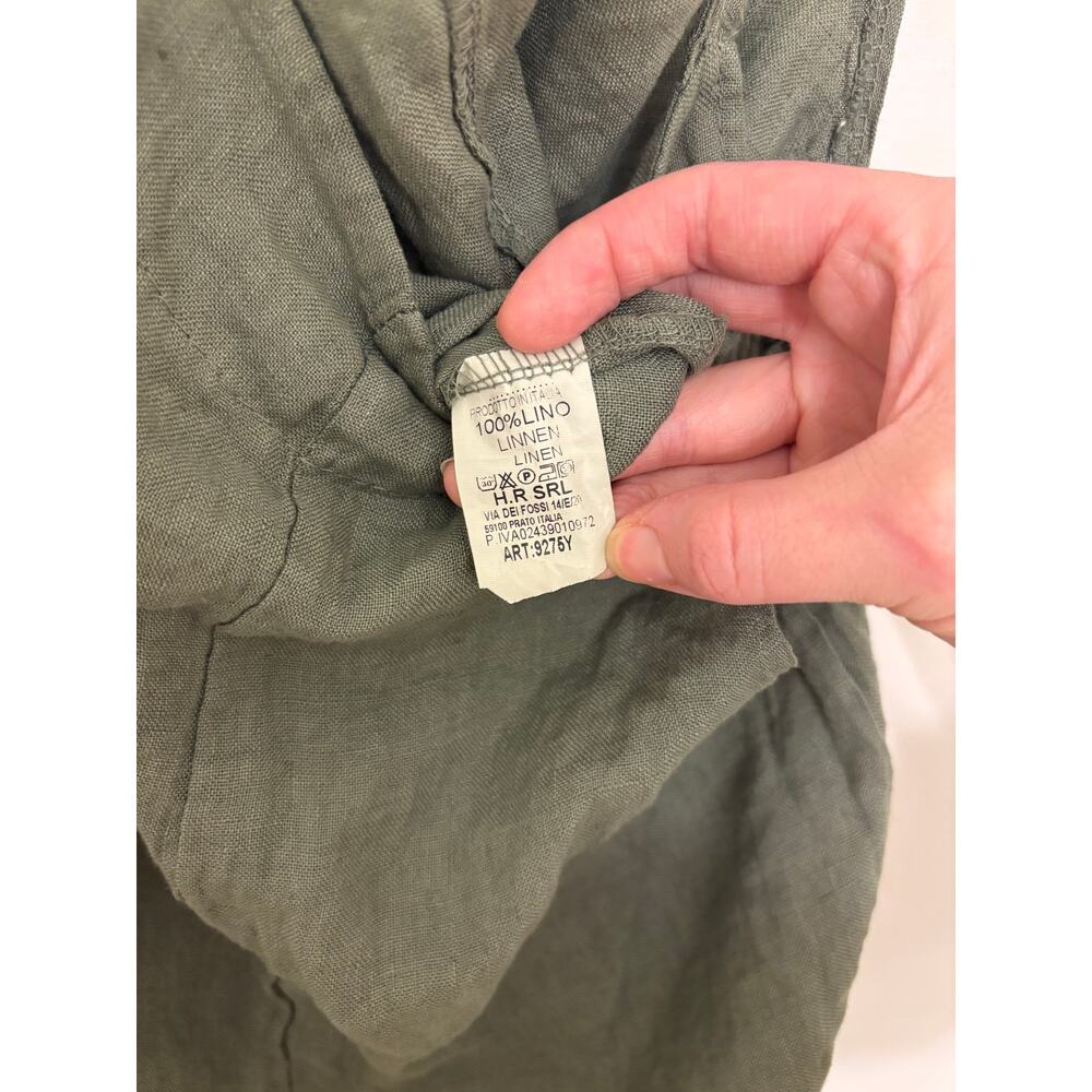 100% Italian Linen Wide Leg Jumpsuit | Sage Green | Lagenlook Boho | Size L/XL - Picture 7 of 7